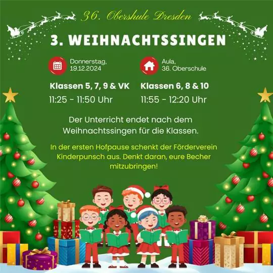 3. Weihnachtssingen an der 36. Oberschule Dresden